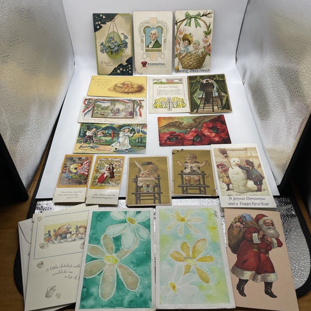 Antique Easter Thanksgiving Misc Postcards Ephemera Set Of 18 Craft journal